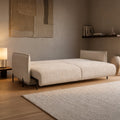 MONICA TISSU Canapé 3 places convertible avec coffre en tissu beige
