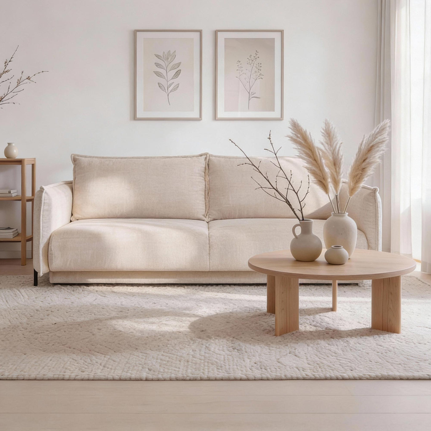 MONICA TISSU Canapé 3 places convertible avec coffre en tissu beige - Canapés convertibles - Mobilier Deco