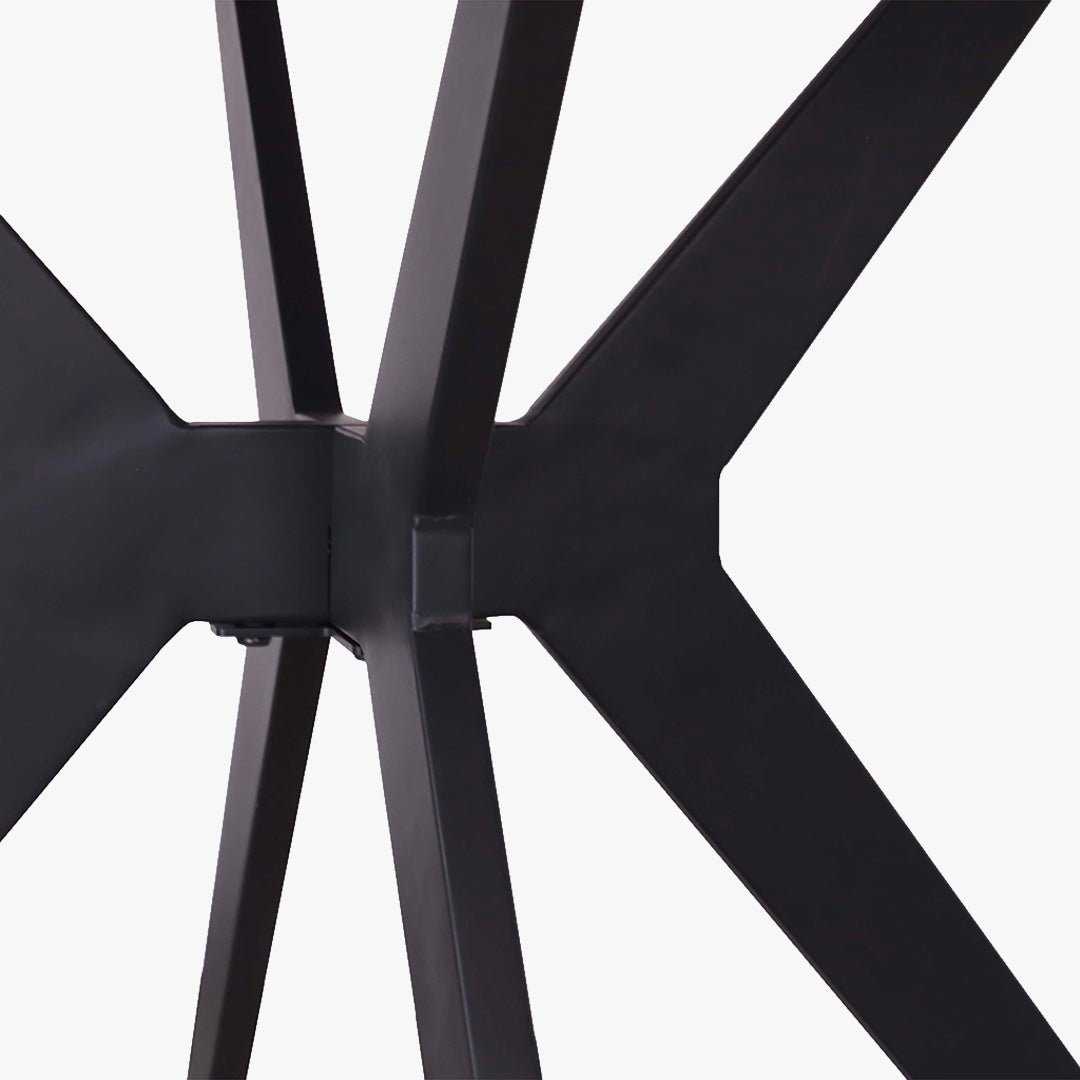 MONNA Table à manger ronde pierre frittée blanc piètement en métal noir - Table à manger - Mobilier Deco