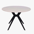MONNA Table à manger ronde pierre frittée blanc piètement en métal noir