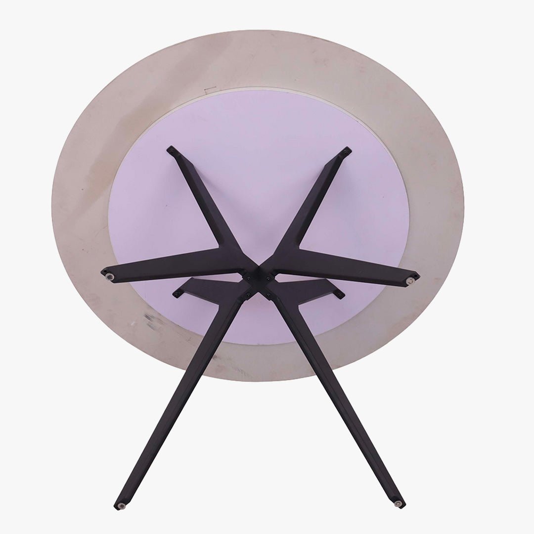MONNA Table à manger ronde pierre frittée gris piètement en métal noir - Table à manger - Mobilier Deco