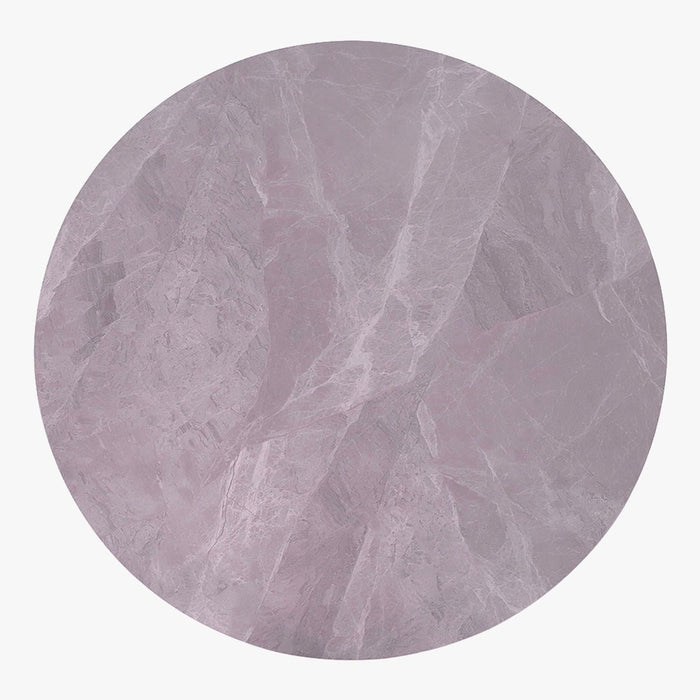 MONNA Table à manger ronde pierre frittée gris piètement en métal noir