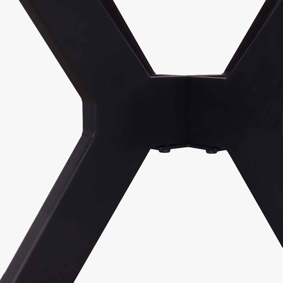 MONNA Table à manger ronde pierre frittée gris piètement en métal noir - Table à manger - Mobilier Deco