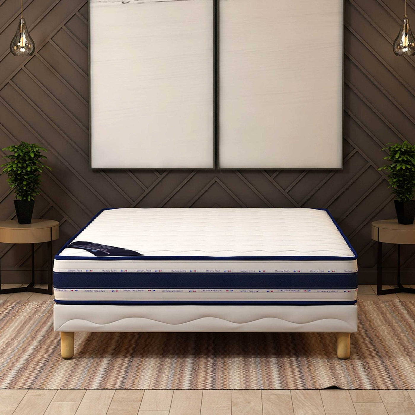 MOON Ensemble sommier+matelas 22 cm 140x190 - Ensemble literie - Mobilier Deco