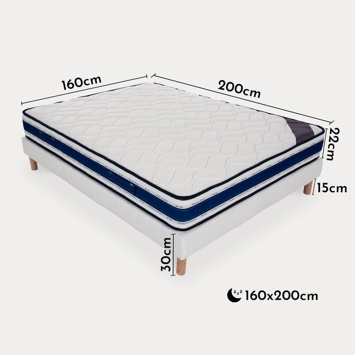 MOON Ensemble sommier+matelas 22 cm 160x200
