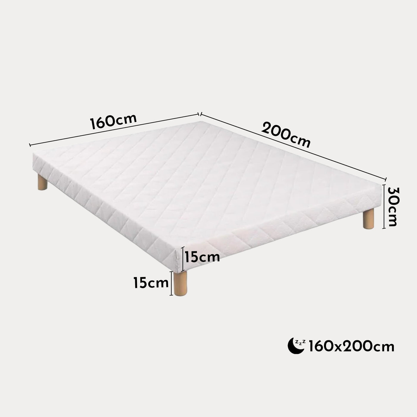 MOONLIGHT Sommier 160x200 + 4 pieds - Sommier - Mobilier Deco