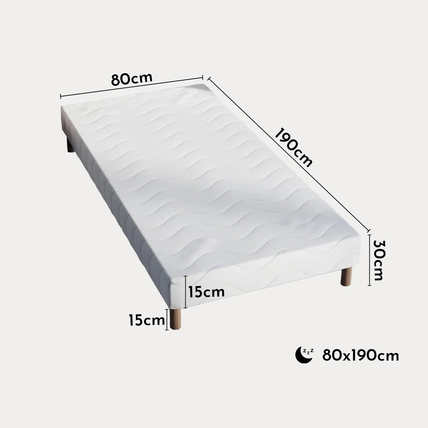 MOONLIGHT Sommier 80x200 + 4 pieds - Sommier - Mobilier Deco