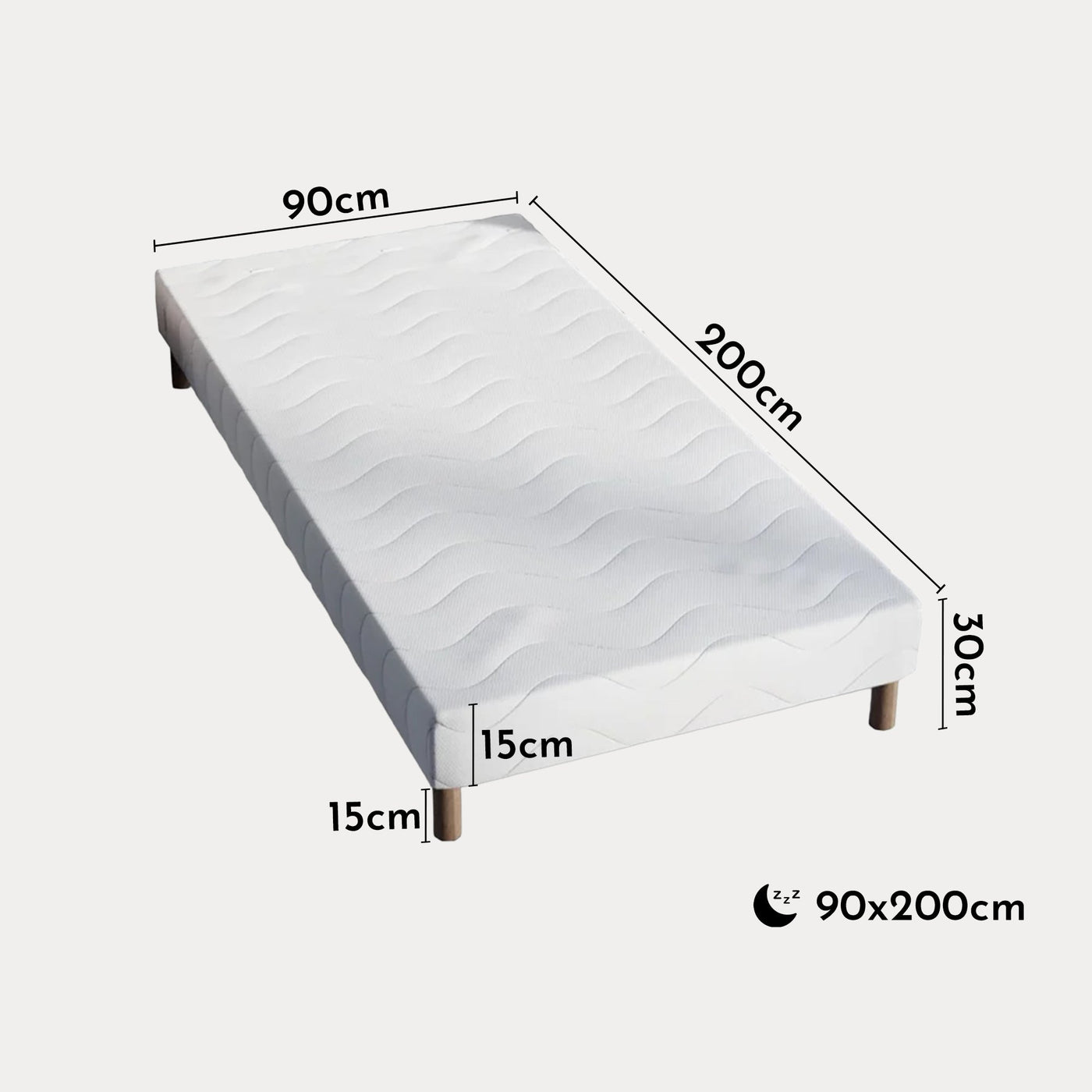 MOONLIGHT Sommier 90x200 + 4 pieds - Sommier - Mobilier Deco