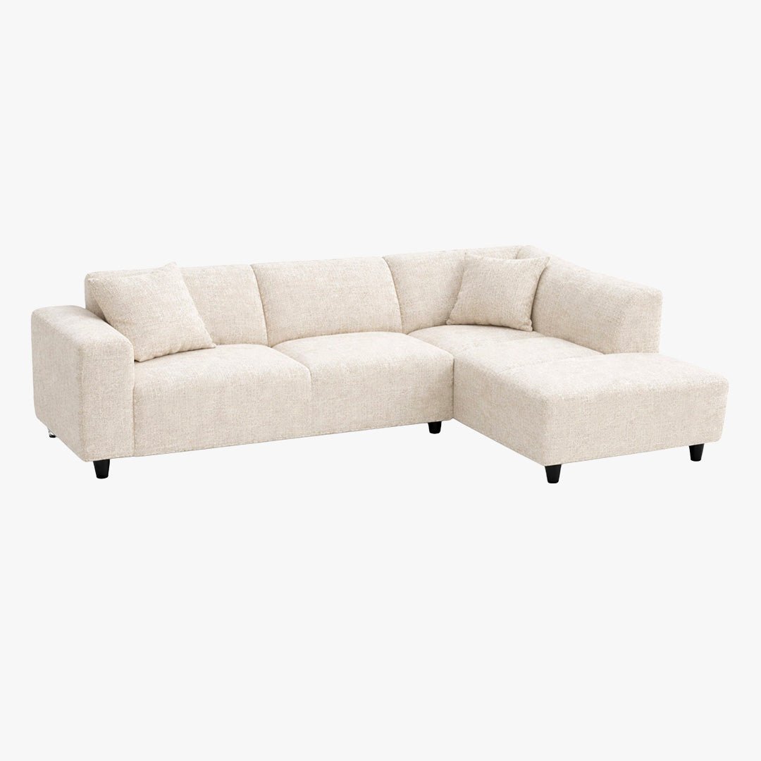 MUNICH Canapé d'angle en tissu beige - Angle droit - Canapés d'angle - Mobilier Deco