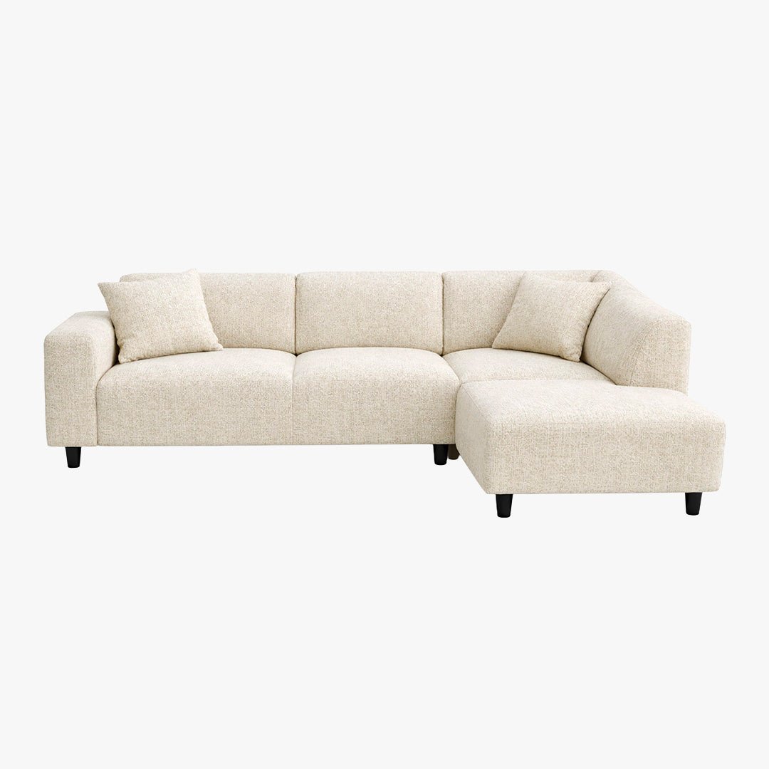 MUNICH Canapé d'angle en tissu beige - Angle droit - Canapés d'angle - Mobilier Deco