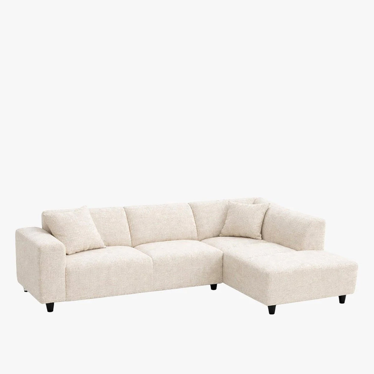 MUNICH Canapé d'angle en tissu beige - Angle droit - Canapés d'angle - Mobilier Deco
