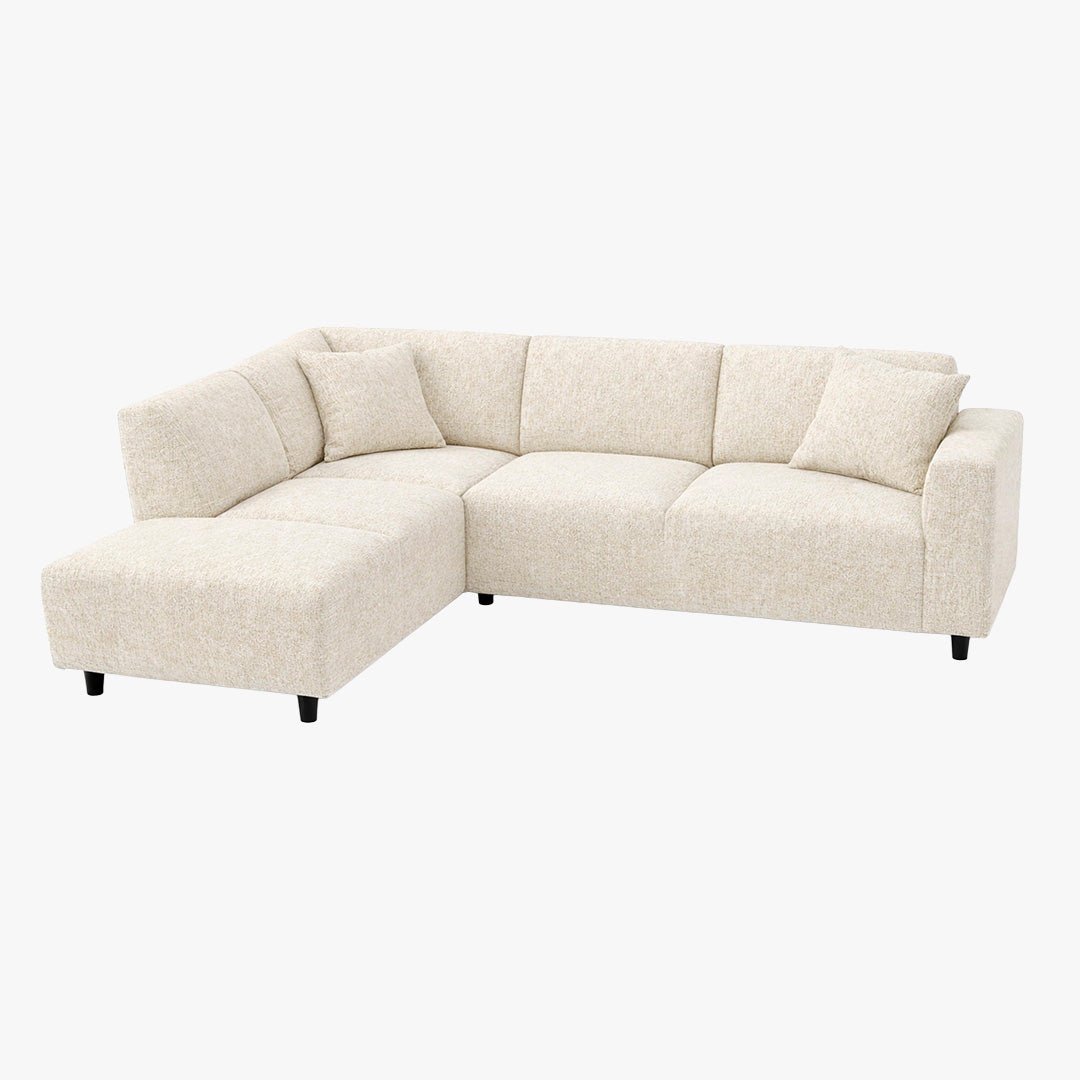 MUNICH Canapé d'angle en tissu beige foncé - Angle gauche - Canapés d'angle - Mobilier Deco