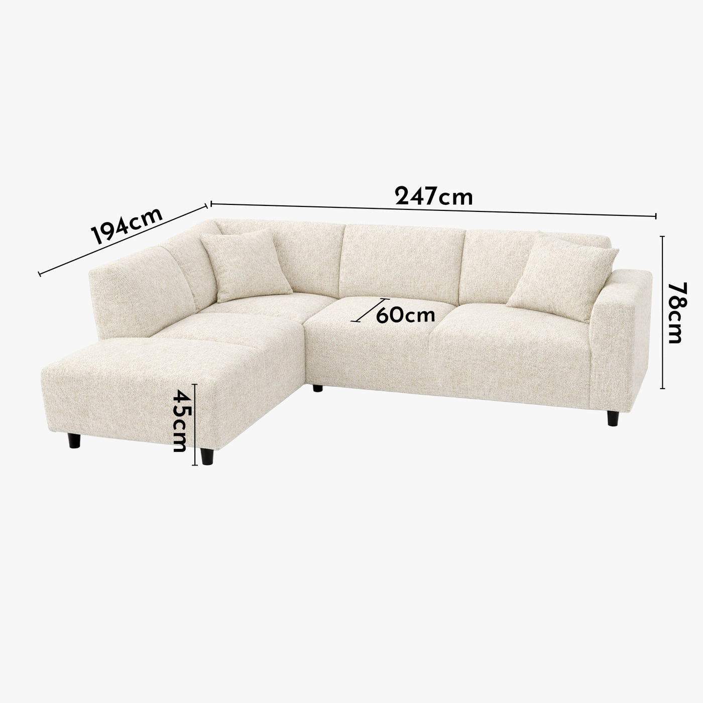 MUNICH Canapé d'angle en tissu beige foncé - Angle gauche - Canapés d'angle - Mobilier Deco