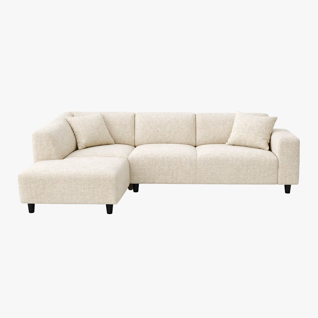 MUNICH Canapé d'angle en tissu beige foncé - Angle gauche - Canapés d'angle - Mobilier Deco