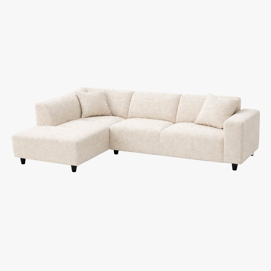 MUNICH Canapé d'angle en tissu beige foncé - Angle gauche - Canapés d'angle - Mobilier Deco