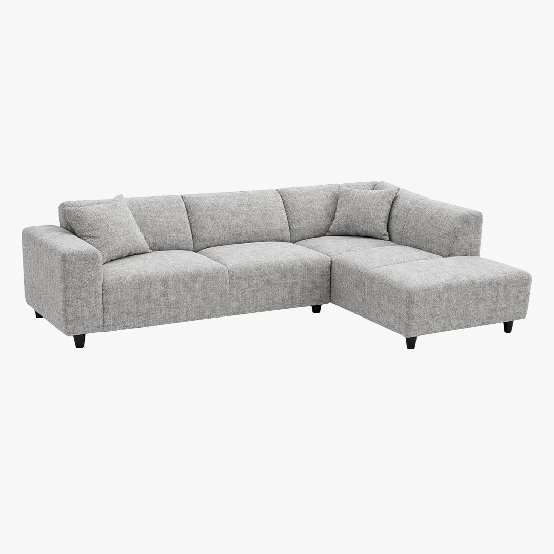 MUNICH Canapé d'angle en tissu gris - Angle droit - Canapés d'angle - Mobilier Deco