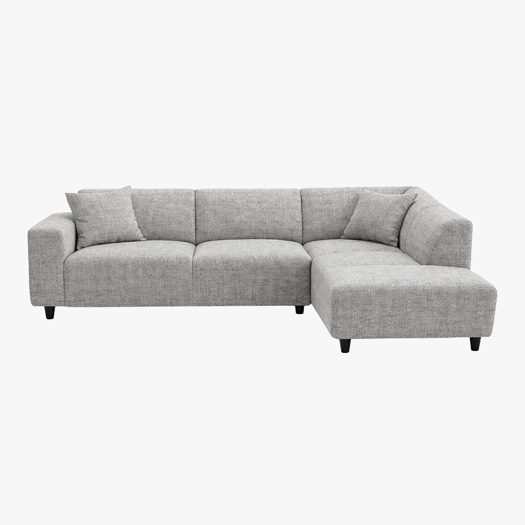 MUNICH Canapé d'angle en tissu gris - Angle droit - Canapés d'angle - Mobilier Deco