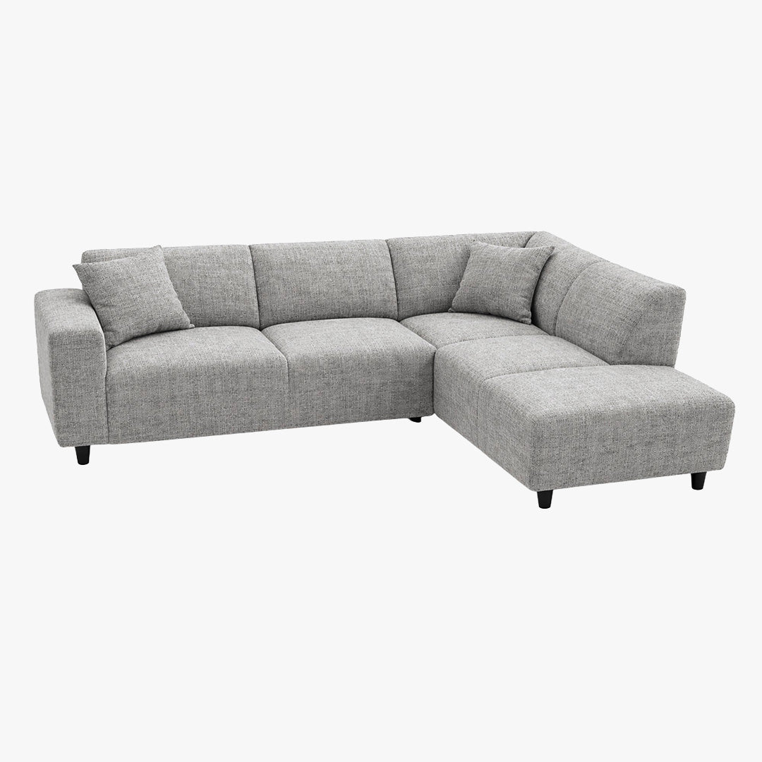 MUNICH Canapé d'angle en tissu gris - Angle droit - Canapés d'angle - Mobilier Deco