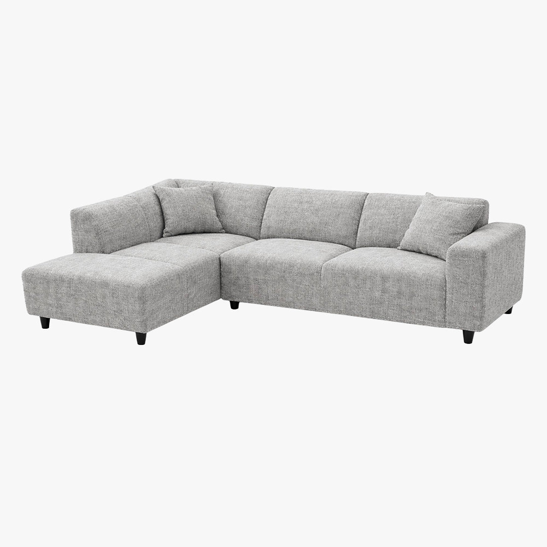 MUNICH Canapé d'angle en tissu gris - Angle gauche - Canapés d'angle - Mobilier Deco