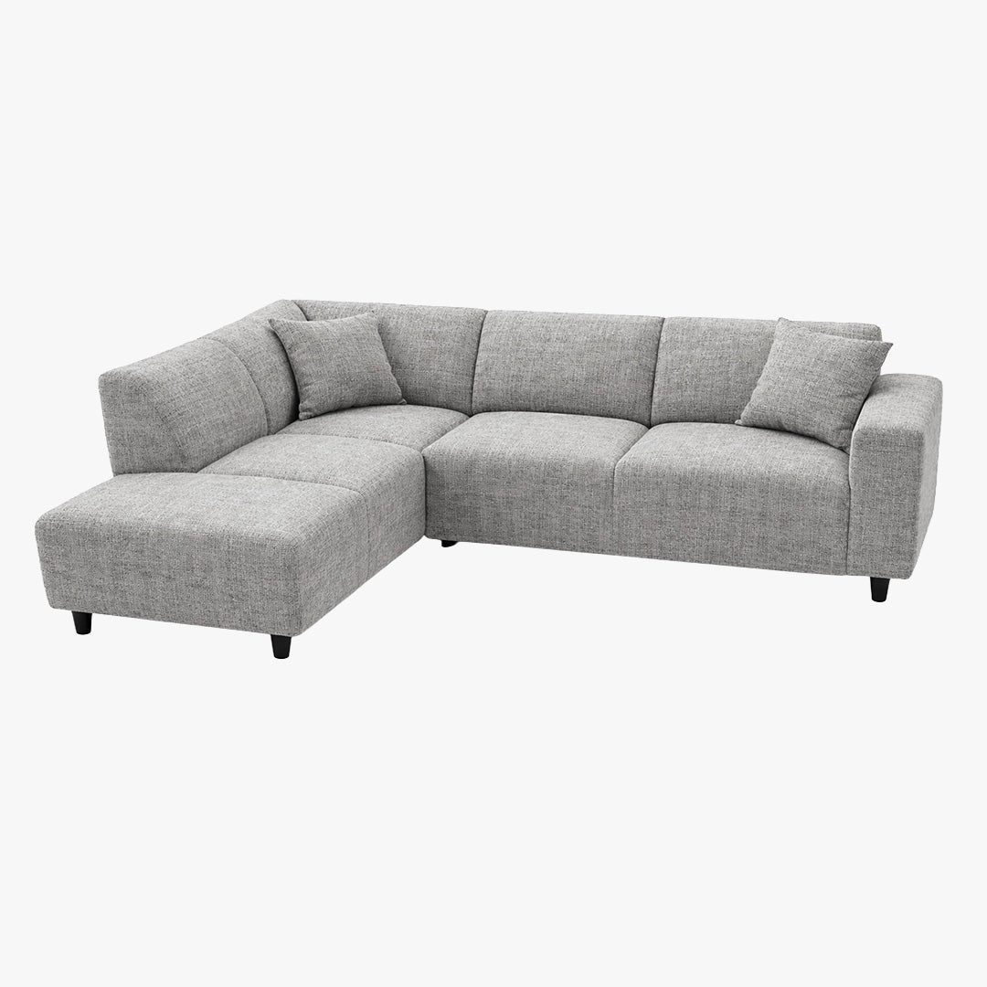 MUNICH Canapé d'angle en tissu gris - Angle gauche - Canapés d'angle - Mobilier Deco