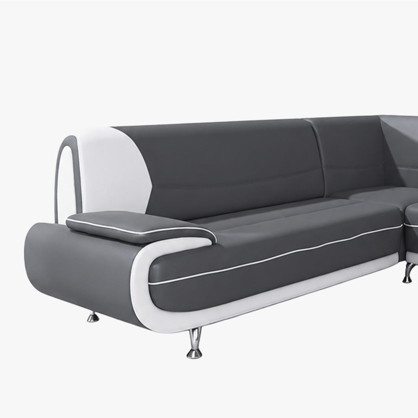 MUZA Canapé d'angle design en simili cuir gris et blanc - Canapés d'angle - Mobilier Deco