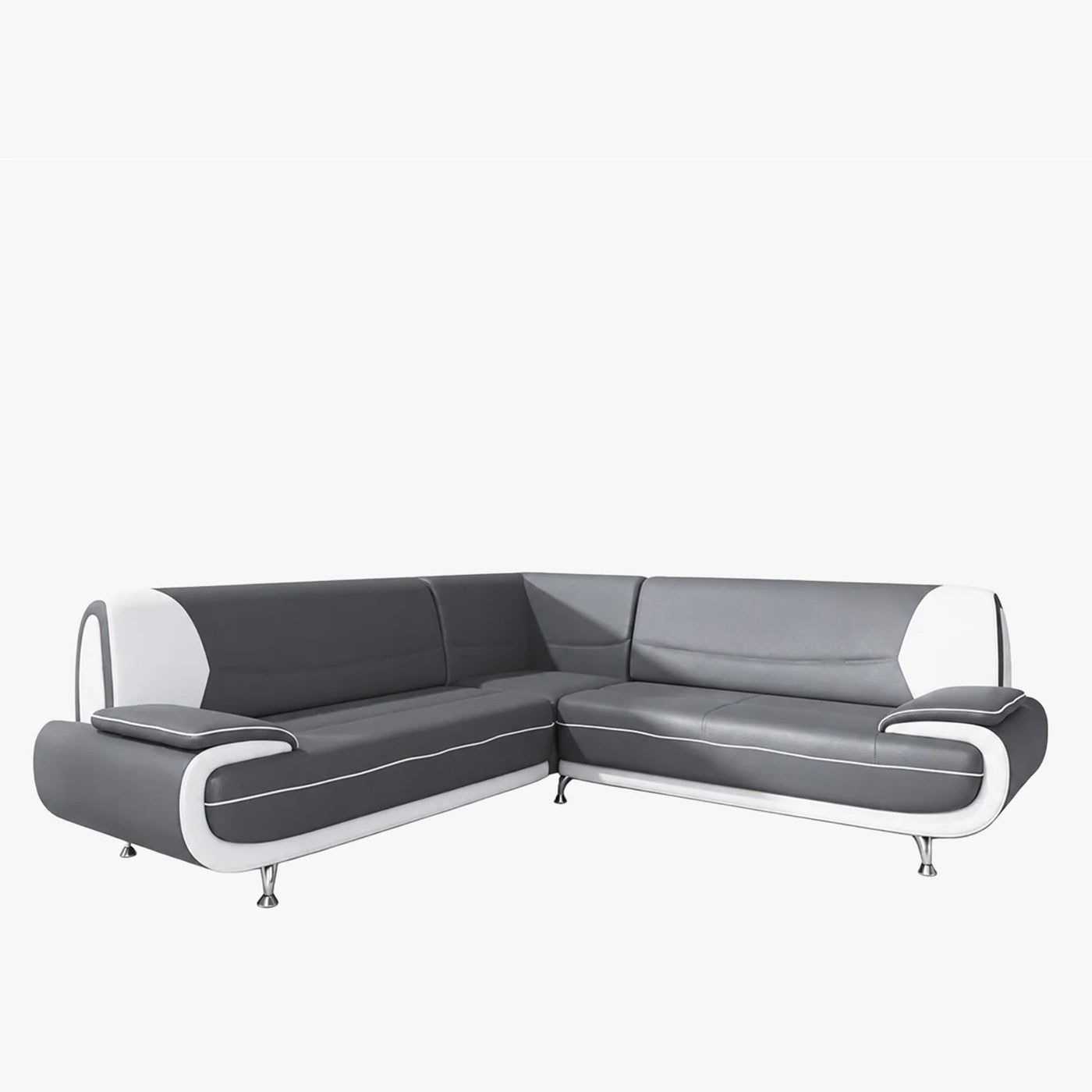 MUZA Canapé d'angle design en simili cuir gris et blanc - Canapés d'angle - Mobilier Deco