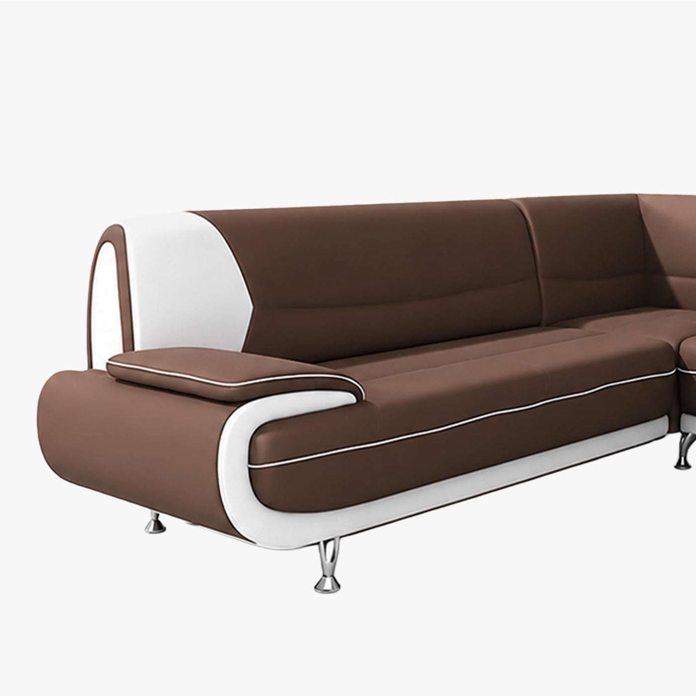 MUZA Canapé d'angle design en simili cuir marron et blanc - Canapés d'angle - Mobilier Deco