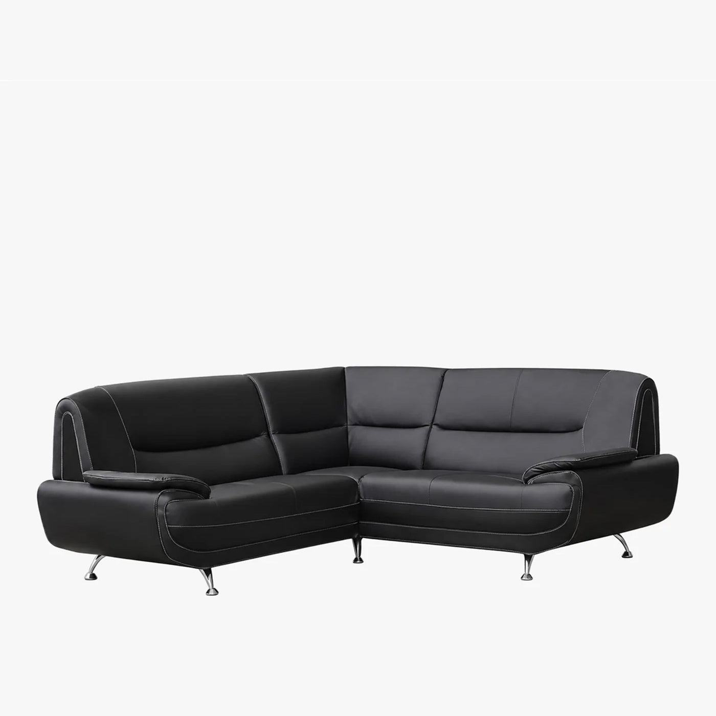 MUZA Canapé d'angle design en simili cuir noir - Canapés d'angle - Mobilier Deco