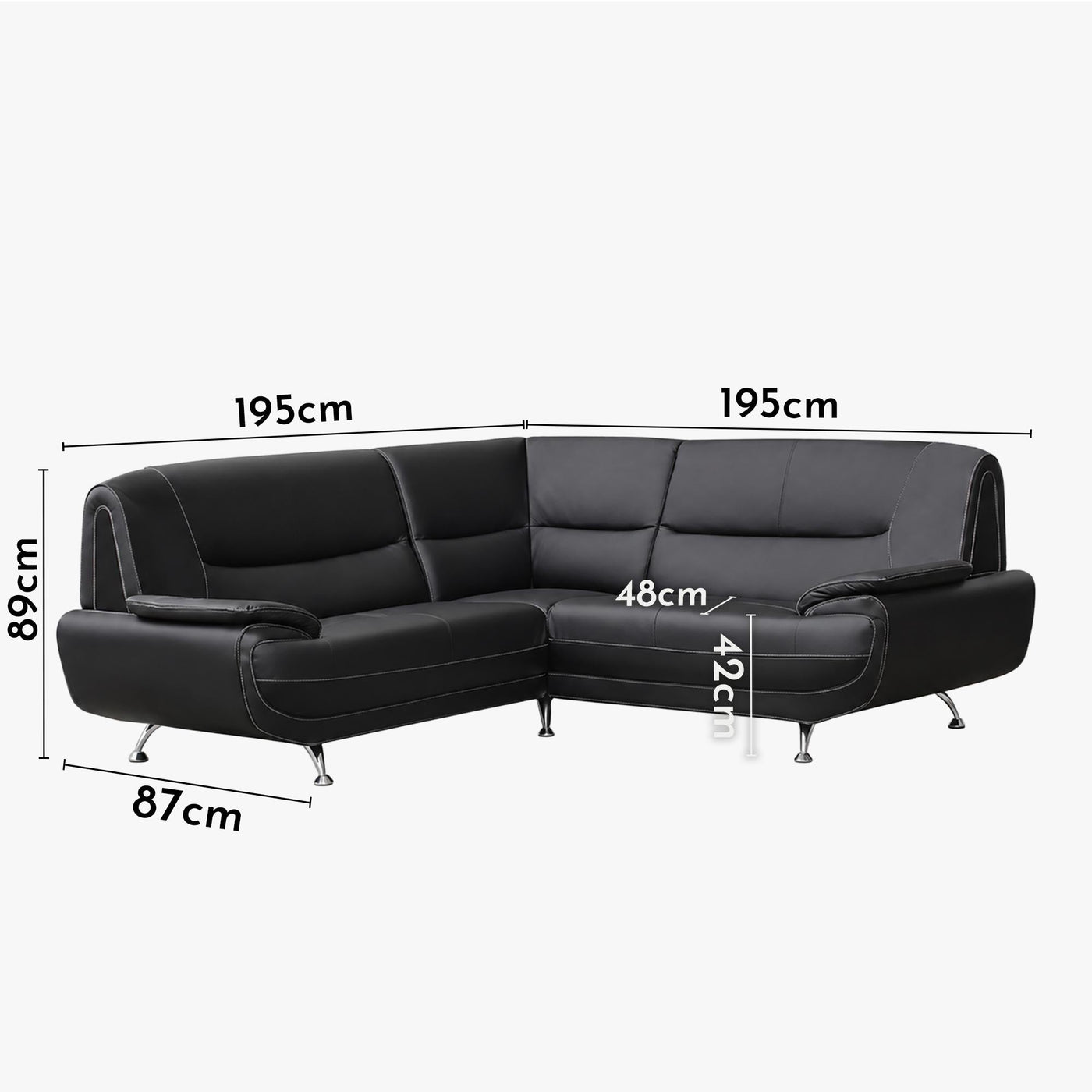 MUZA Canapé d'angle design en simili cuir noir - Canapés d'angle - Mobilier Deco