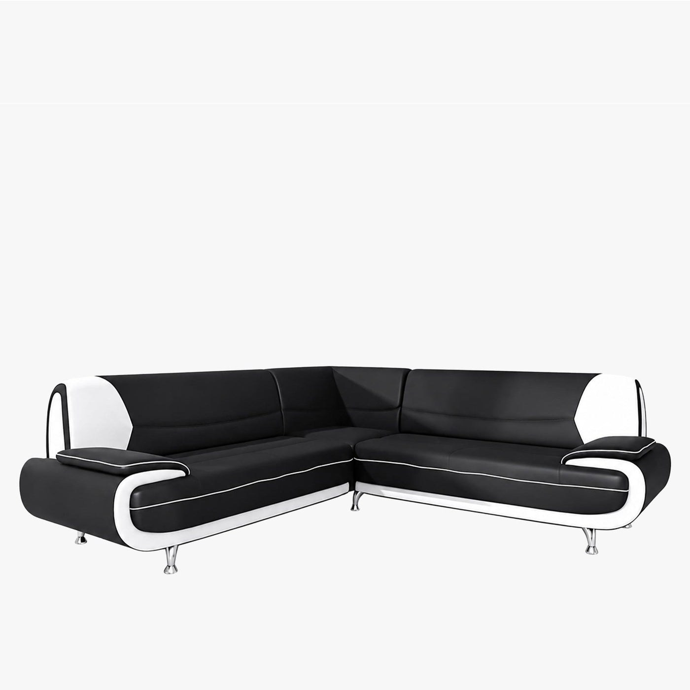 MUZA Canapé d'angle design en simili cuir noir et blanc - Canapés d'angle - Mobilier Deco