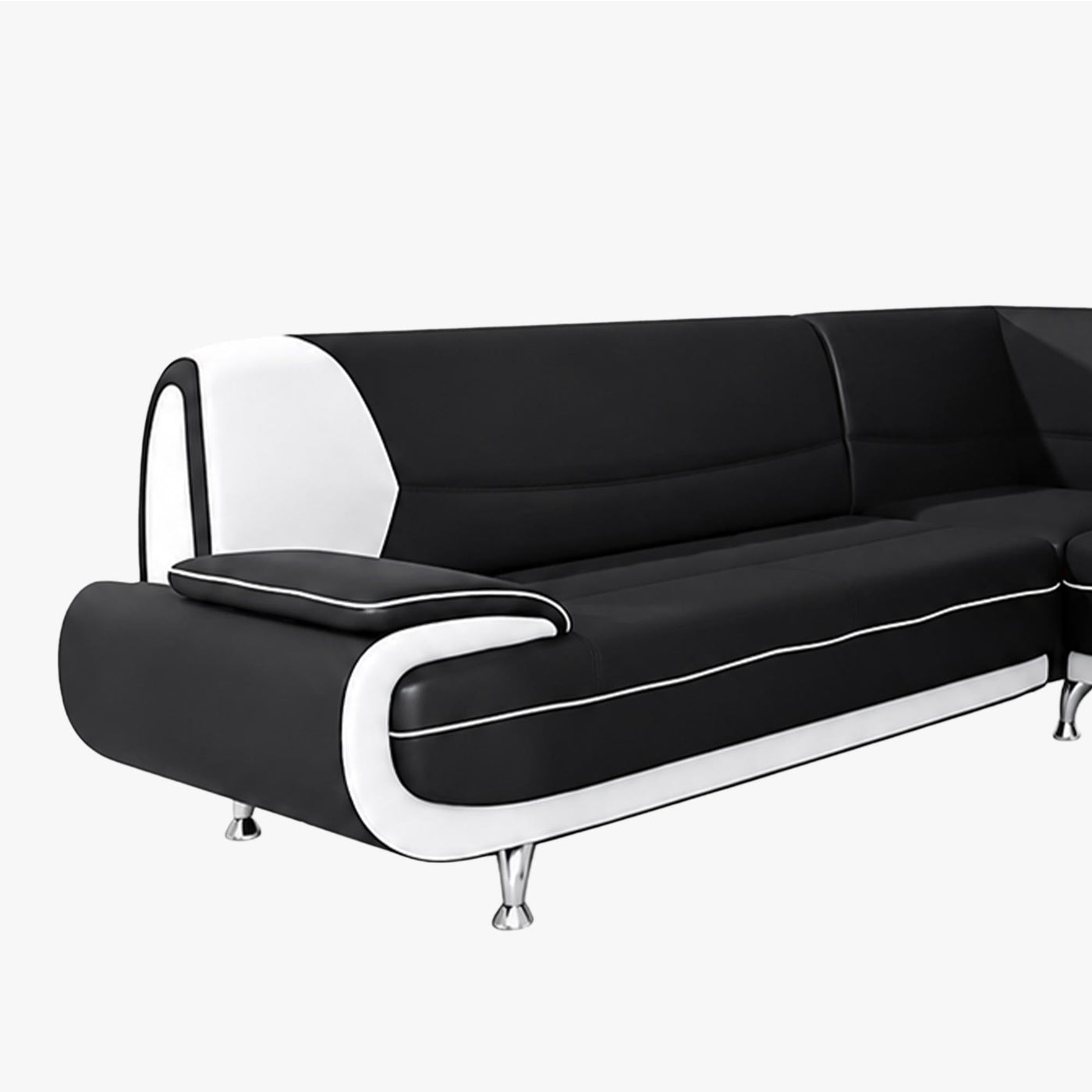 MUZA Canapé d'angle design en simili cuir noir et blanc - Canapés d'angle - Mobilier Deco