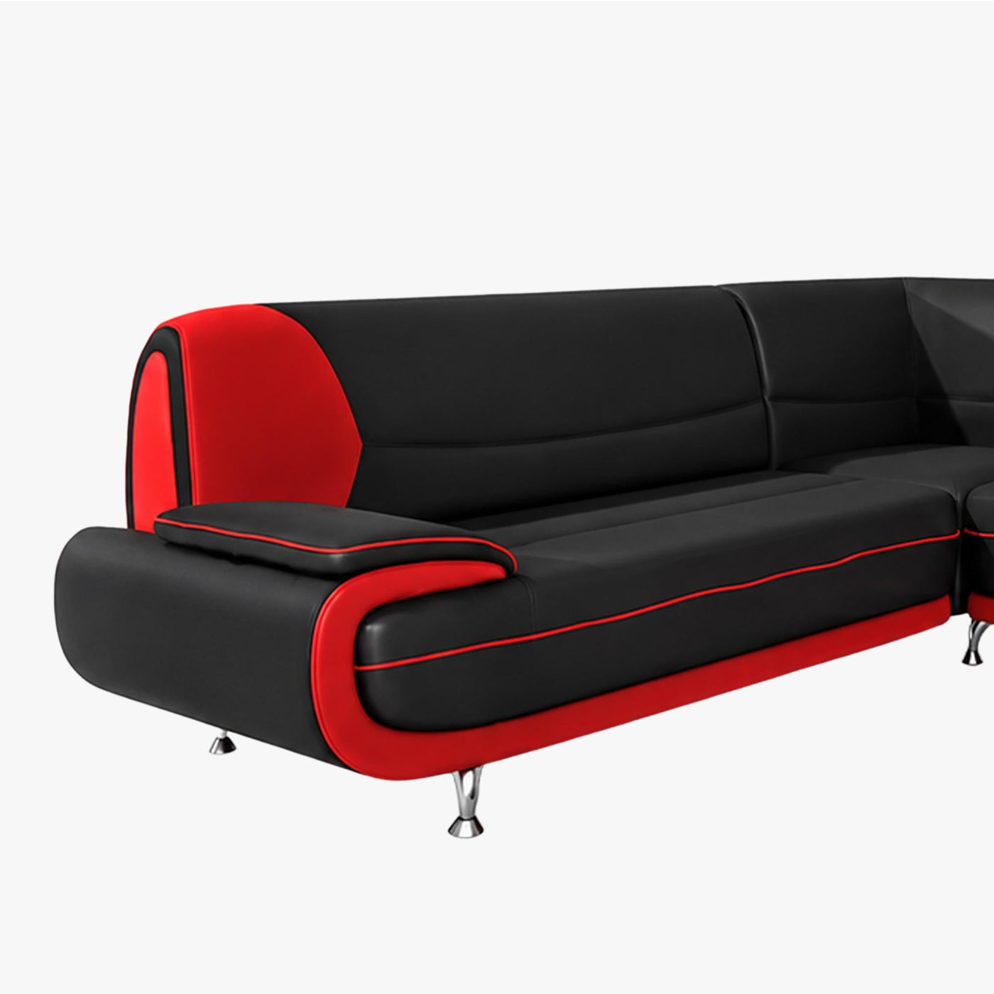 MUZA Canapé d'angle design en simili cuir noir et rouge - Canapés d'angle - Mobilier Deco