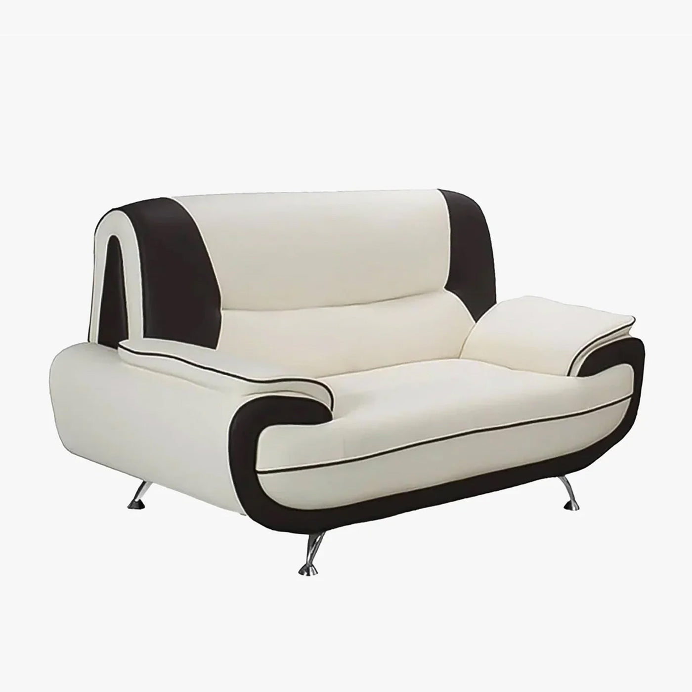 MUZA Canapé design 2 places en simili cuir blanc et noir - Canapés fixes - Mobilier Deco