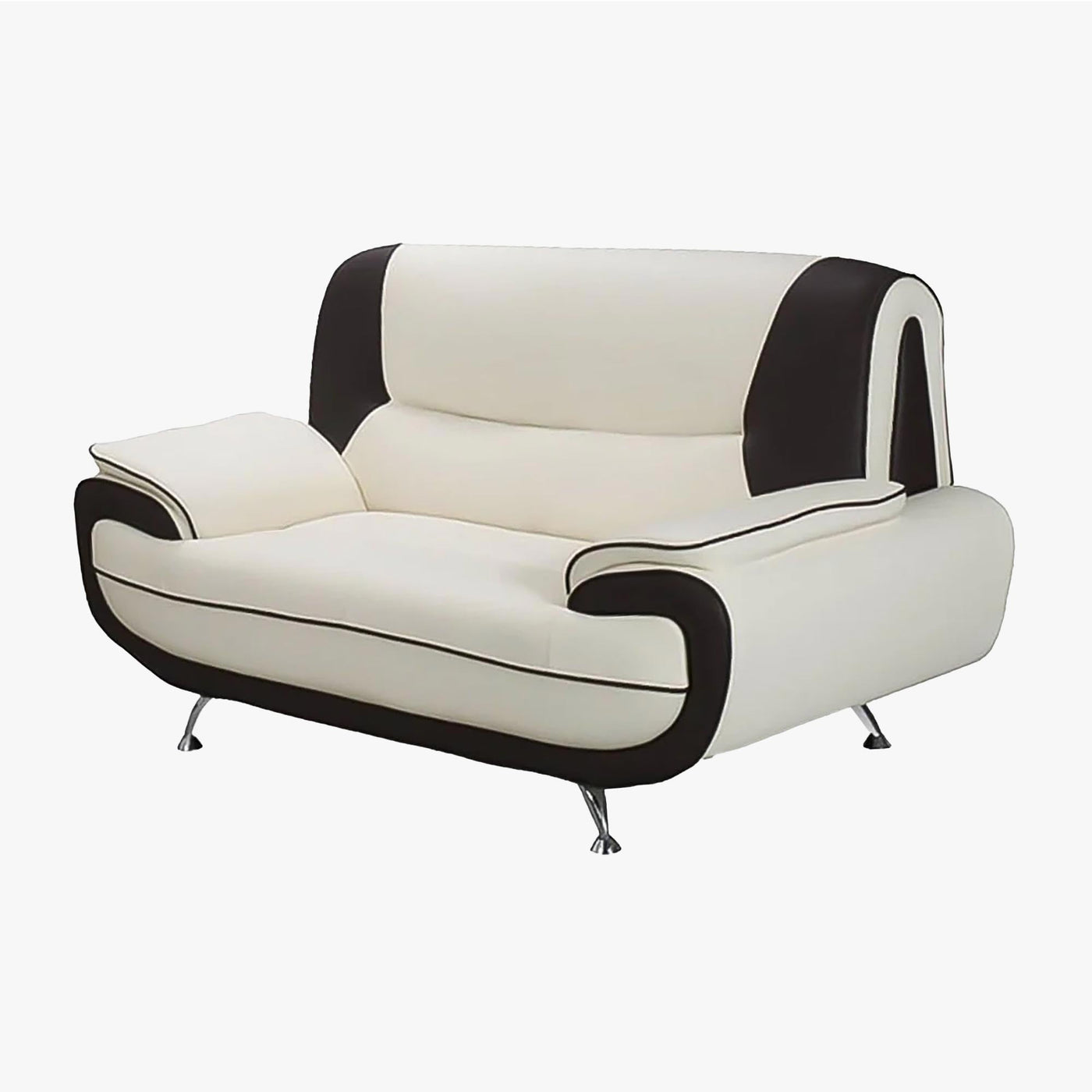 MUZA Canapé design 2 places en simili cuir blanc et noir - Canapés fixes - Mobilier Deco