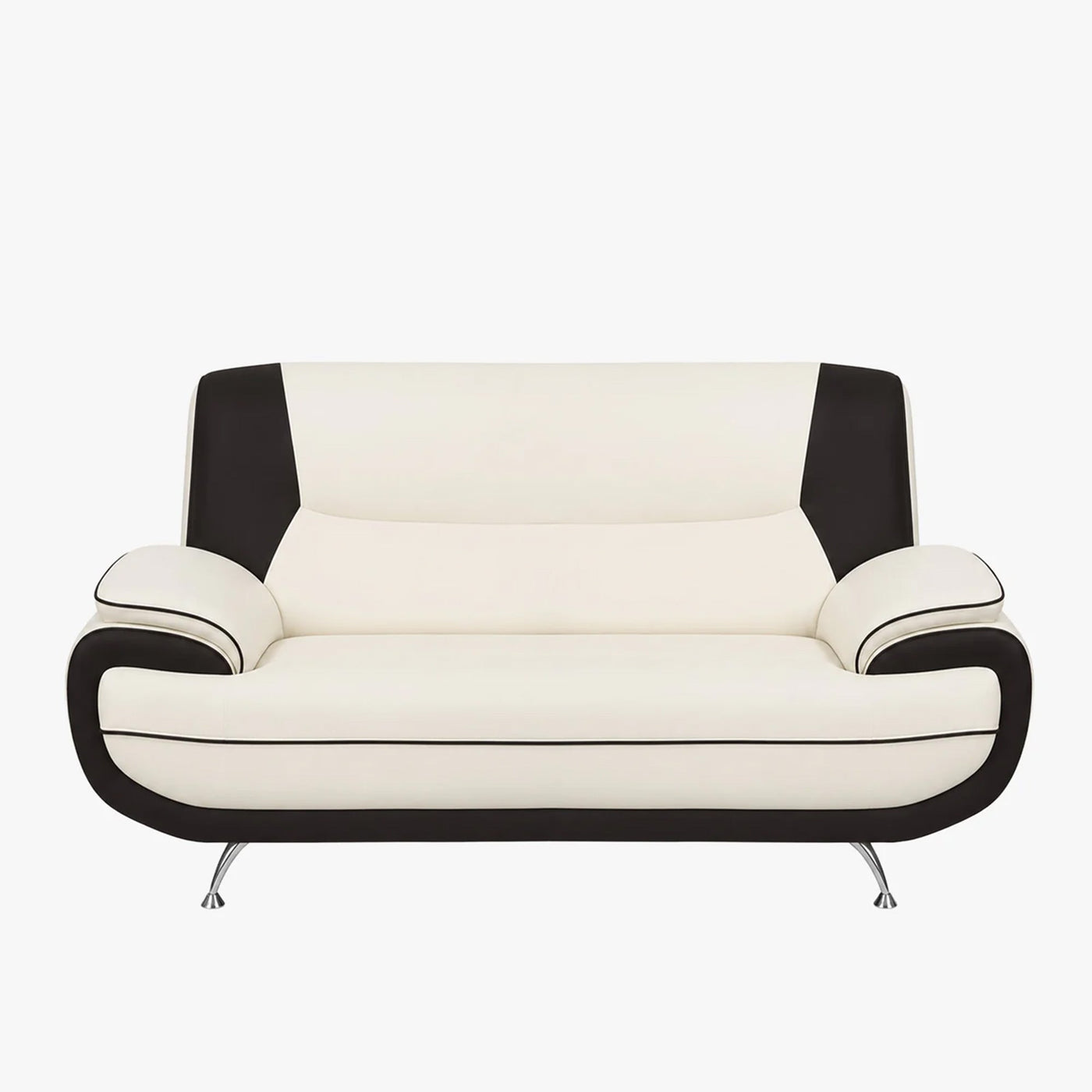 MUZA Canapé design 2 places en simili cuir blanc et noir - Canapés fixes - Mobilier Deco