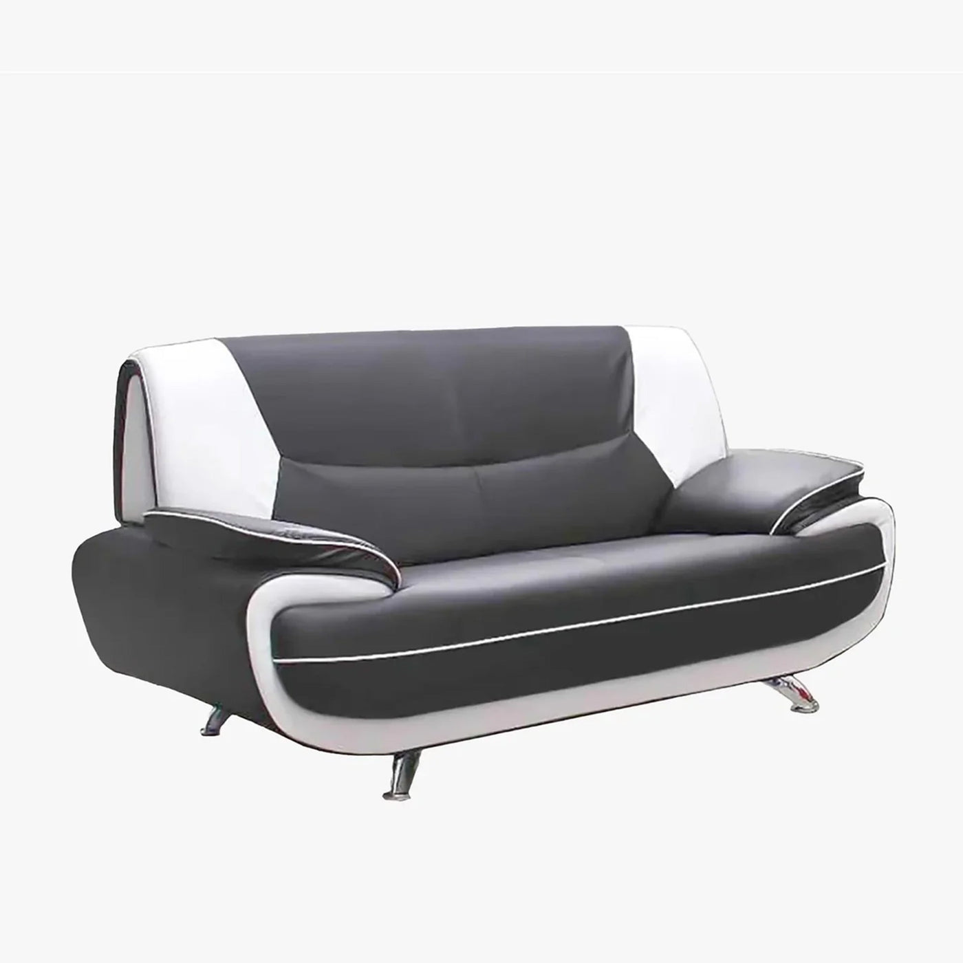 MUZA Canapé design 2 places en simili cuir gris et blanc - Canapés fixes - Mobilier Deco