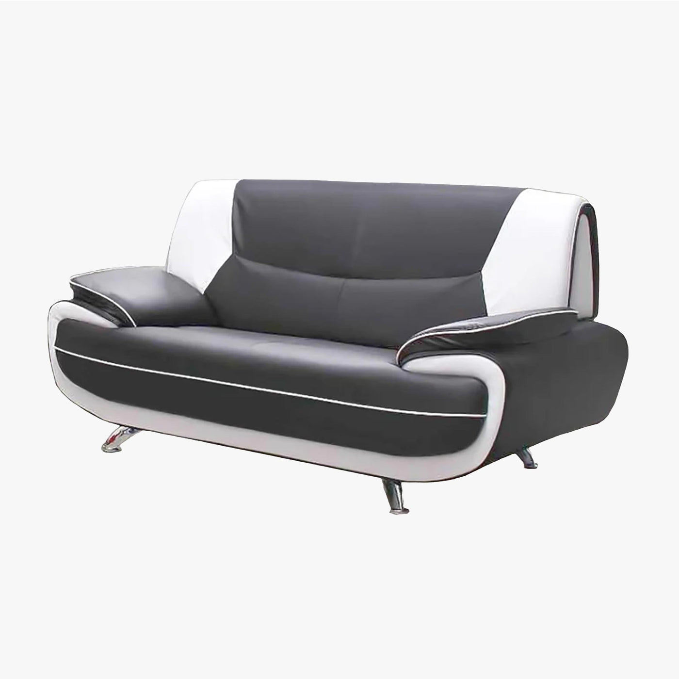 MUZA Canapé design 2 places en simili cuir gris et blanc - Canapés fixes - Mobilier Deco
