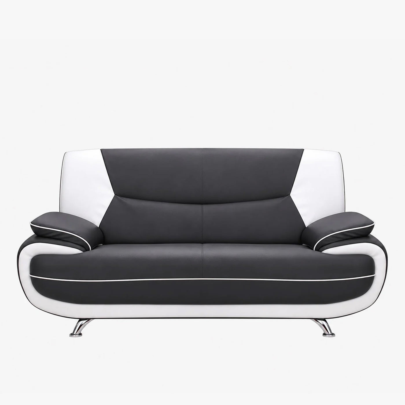 MUZA Canapé design 2 places en simili cuir gris et blanc - Canapés fixes - Mobilier Deco