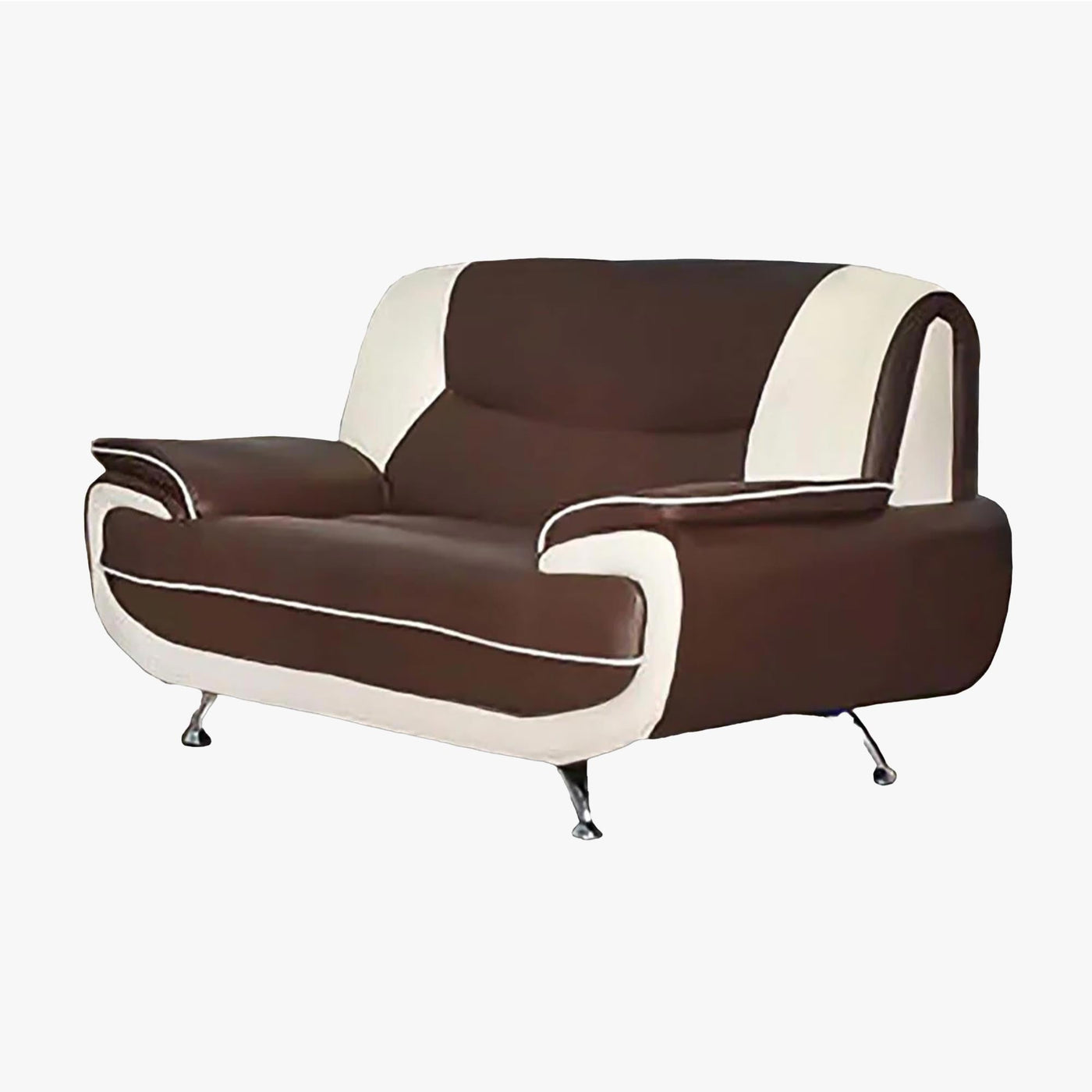 MUZA Canapé design 2 places en simili cuir marron et blanc - Canapés fixes - Mobilier Deco