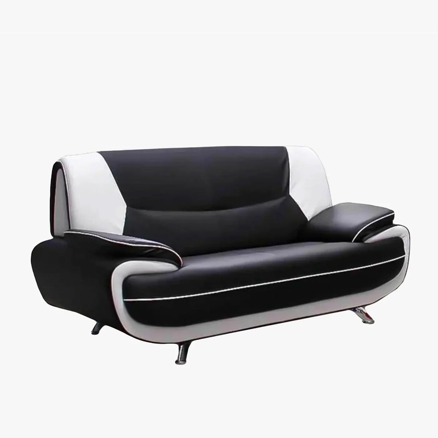 MUZA Canapé design 2 places en simili cuir noir et blanc - Canapés fixes - Mobilier Deco