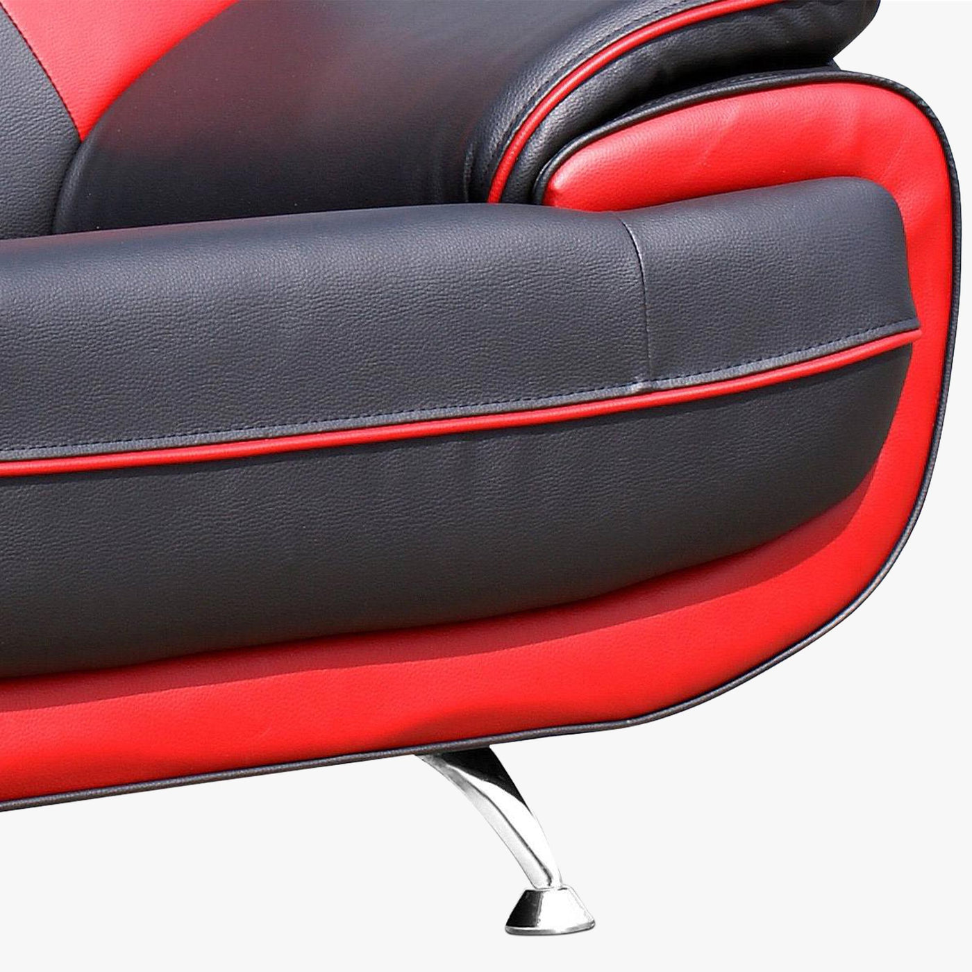 MUZA Canapé design 2 places en simili cuir noir et rouge - Canapés fixes - Mobilier Deco