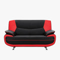 MUZA Canapé design 2 places en simili cuir noir et rouge