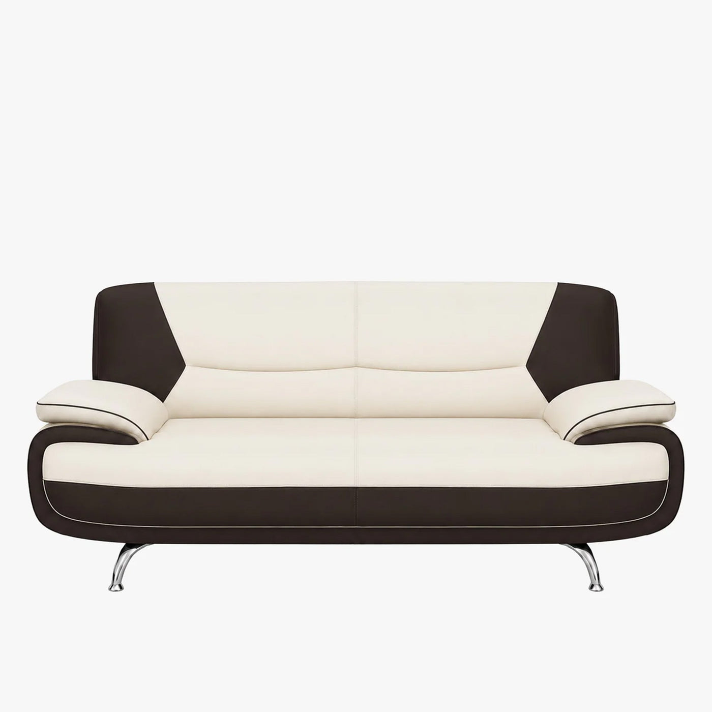 MUZA Canapé design 3 places en simili cuir blanc et noir - Canapés fixes - Mobilier Deco