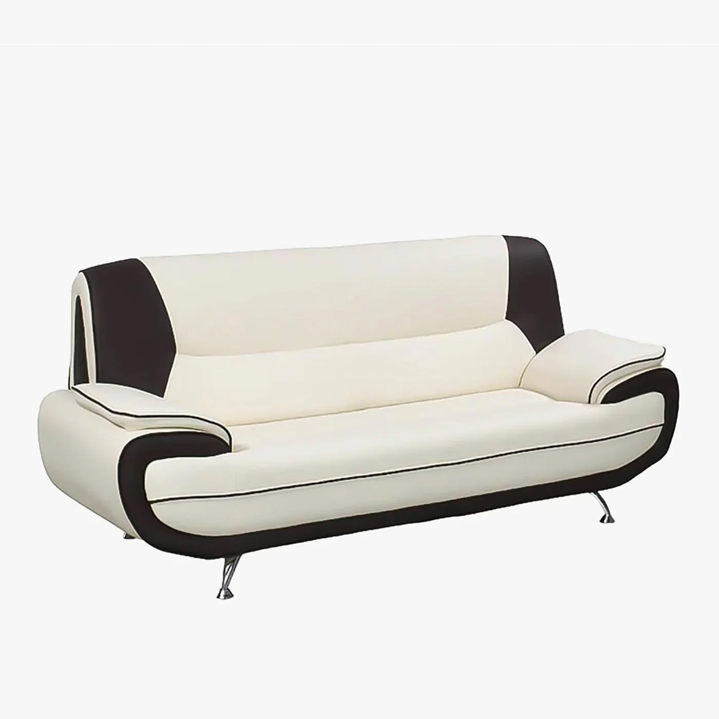MUZA Canapé design 3 places en simili cuir blanc et noir - Canapés fixes - Mobilier Deco