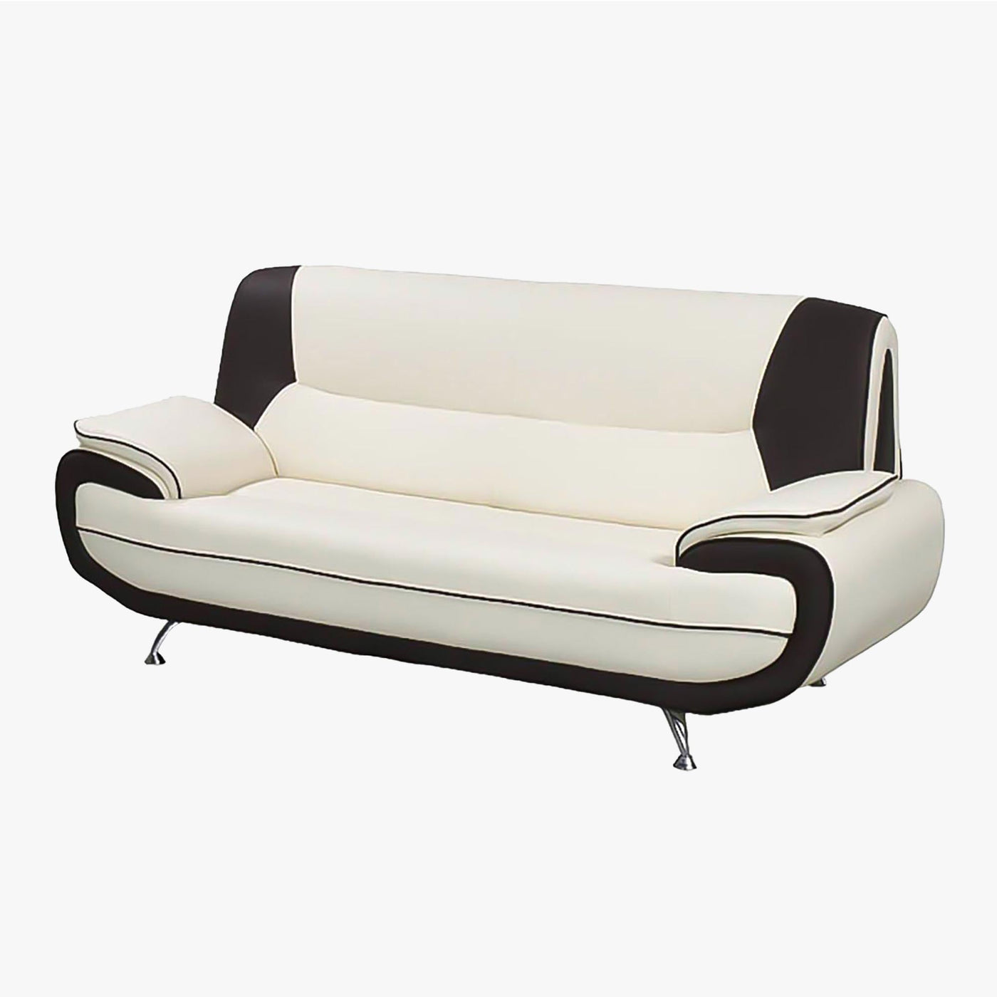 MUZA Canapé design 3 places en simili cuir blanc et noir - Canapés fixes - Mobilier Deco