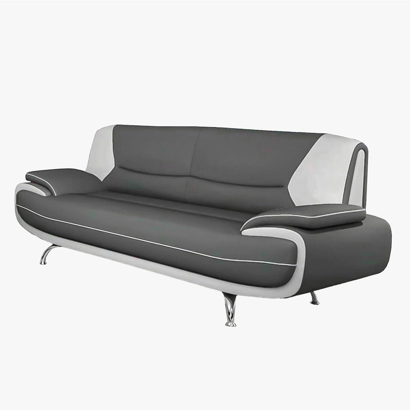 MUZA Canapé design 3 places en simili cuir gris et blanc - Canapés fixes - Mobilier Deco