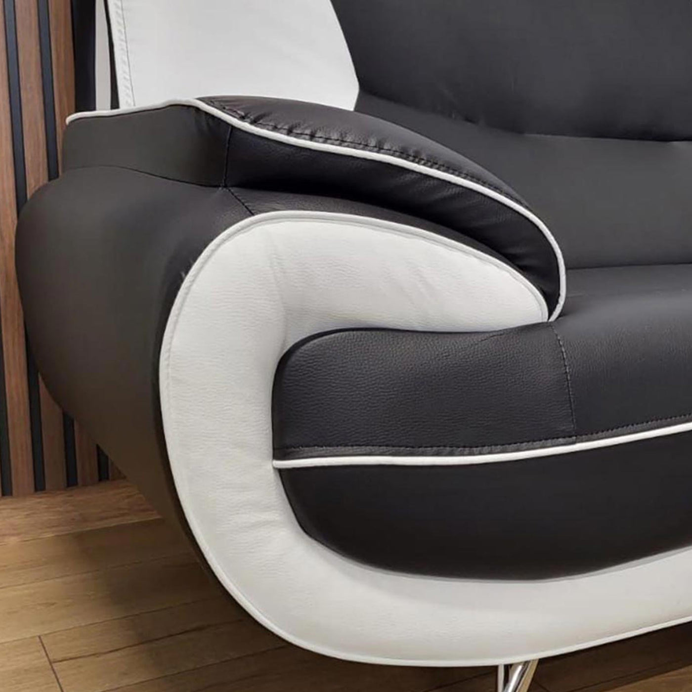 MUZA Canapé design 3 places en simili cuir noir et blanc - Canapés fixes - Mobilier Deco