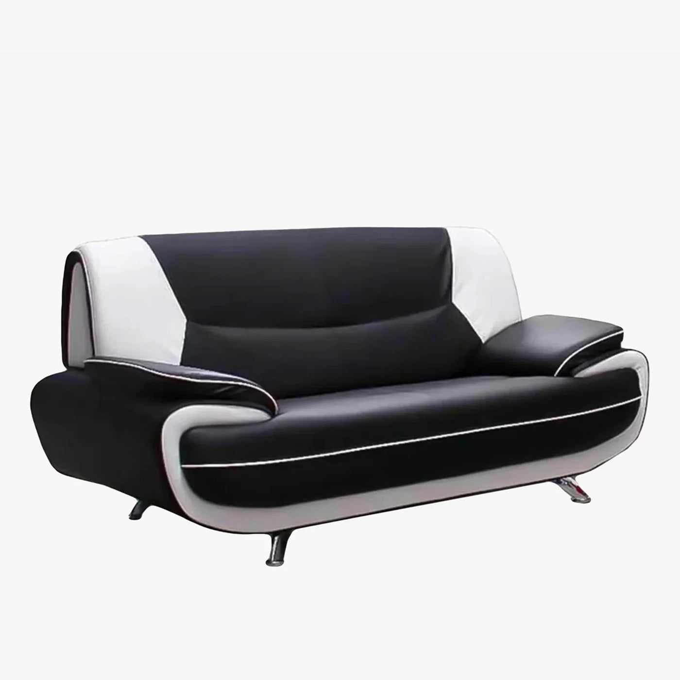 MUZA Canapé design 3 places en simili cuir noir et blanc - Canapés fixes - Mobilier Deco