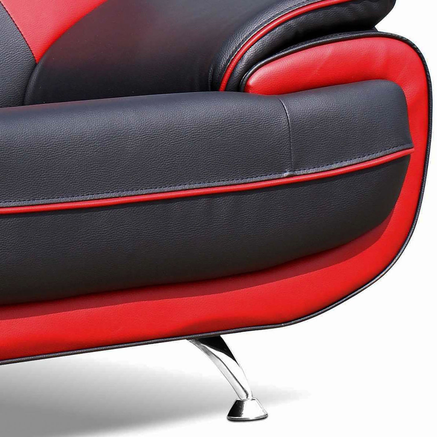 MUZA Canapé design 3 places en simili cuir noir et rouge - Canapés fixes - Mobilier Deco