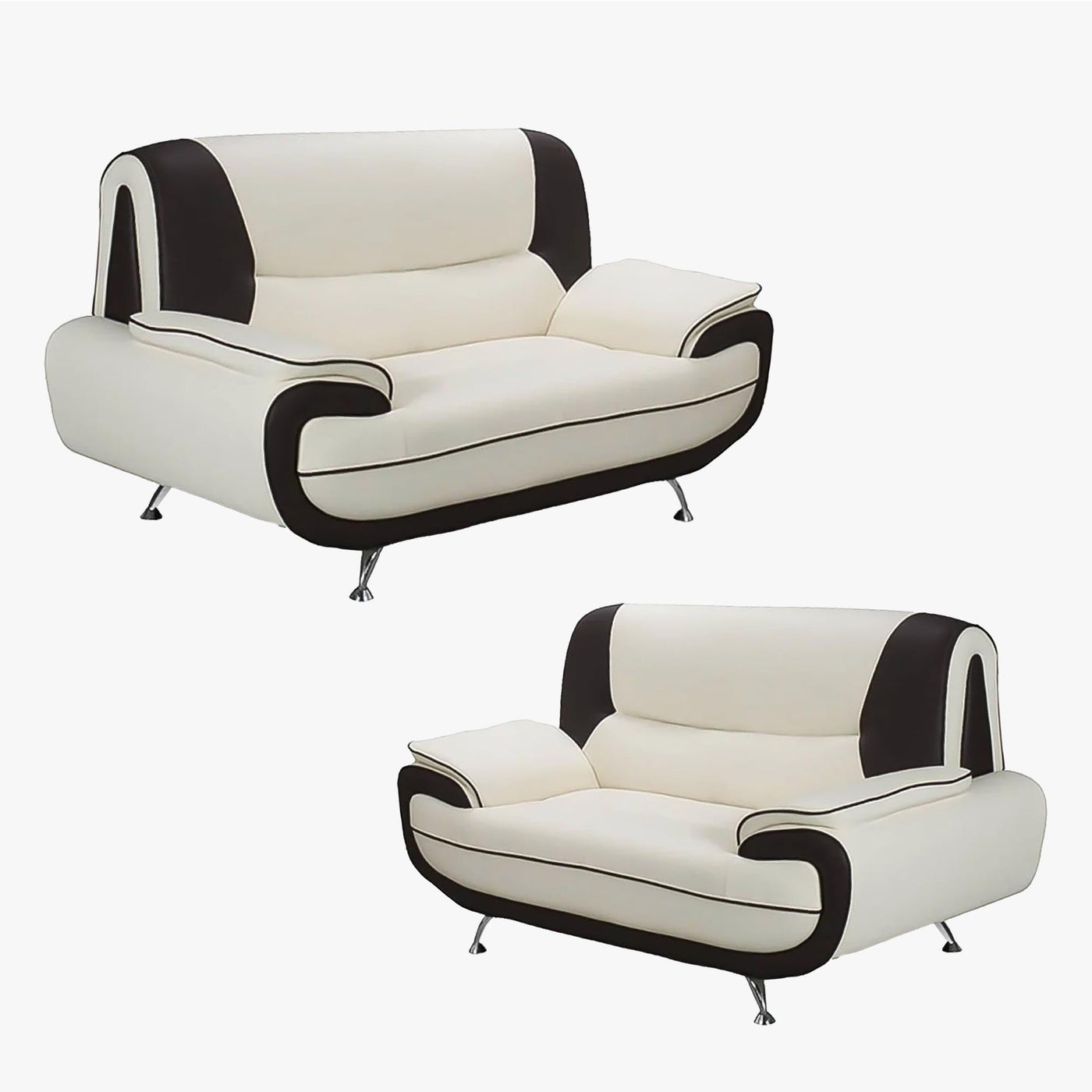 MUZA Ensemble canapé design en simili cuir blanc et noir - Ensemble de canapés - Mobilier Deco